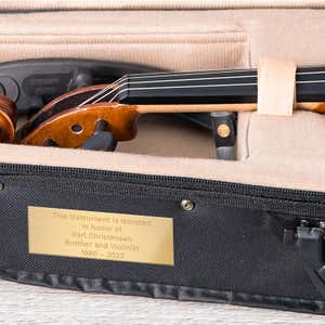 Custom Engraved Brass Plate For A Donated Instrument 