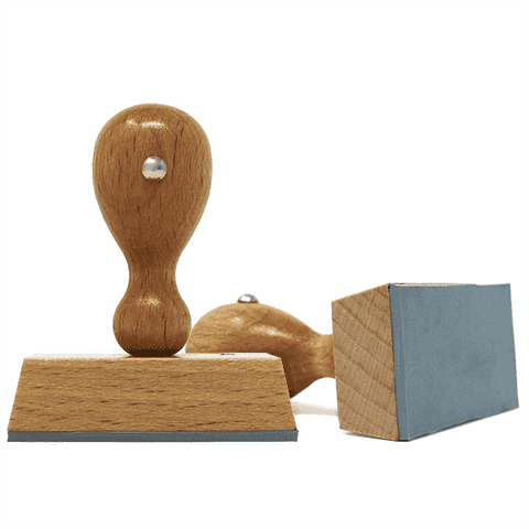 Customizable Euro Hand Stamp with Wooden Handle and 3/8" x 1" Impression Size