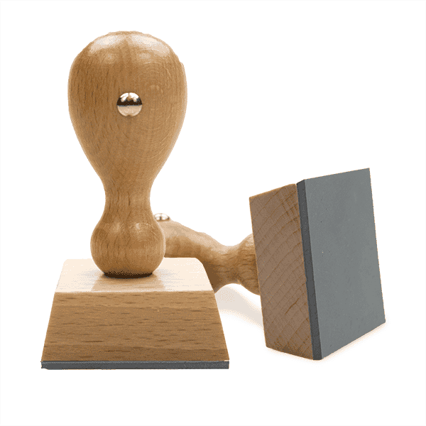 Customizable Euro Hand Stamp with Wooden Handle and 1 5/8" Impression Size