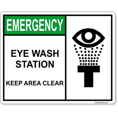 Eye Wash Station Keep Area Clear 8" x 10" Full Color Sign