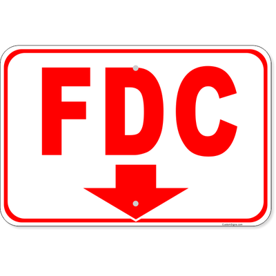 FDC Down Arrow Aluminum Sign | 12" x 18"