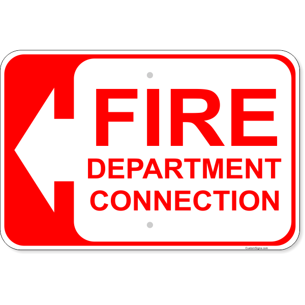 Fire Department Connection Arrow Left Aluminum Sign | 12" x 18"