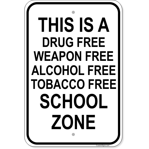 Firearm School Zone 18" x 12" Aluminum Sign