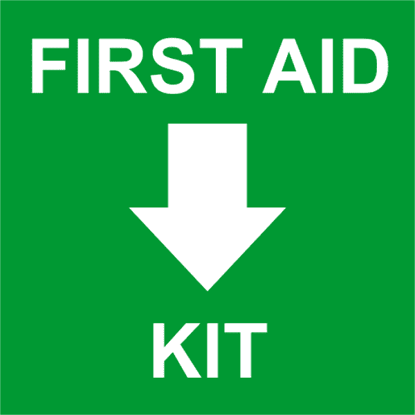 First Aid Kit with Bottom Arrow Engraved Sign - 6" x 6"