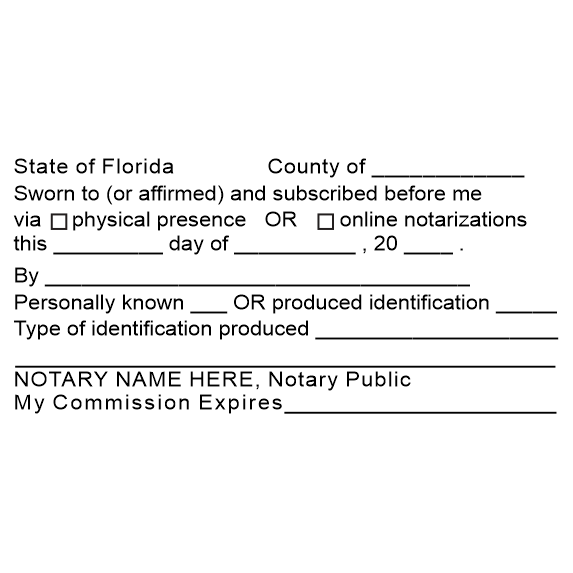 Florida Jurat Notary Stamp Corp Connect