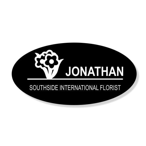 Flower Bouquet Oval Name Tag
