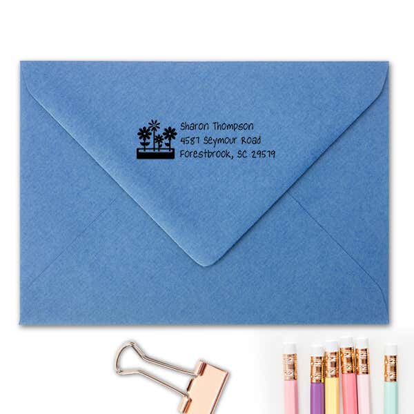 Flower Box Address Stamp Imprint Example
