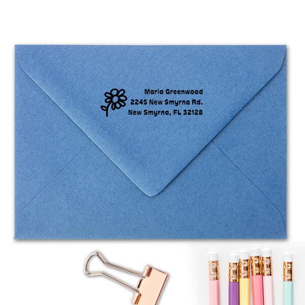 Daisy Flower Address Stamp Imprint Example