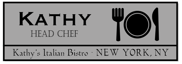 Fork, Plate, and Knife Rectangle Restaurant Name Tag