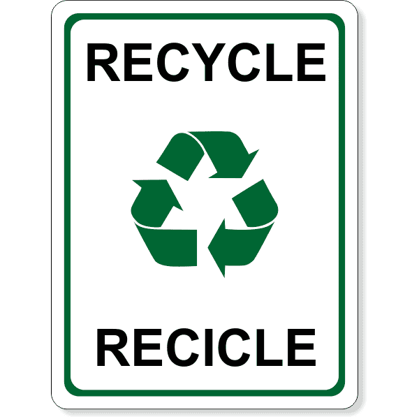 Full Color Bilingual 8" x 6" Recycle Sign