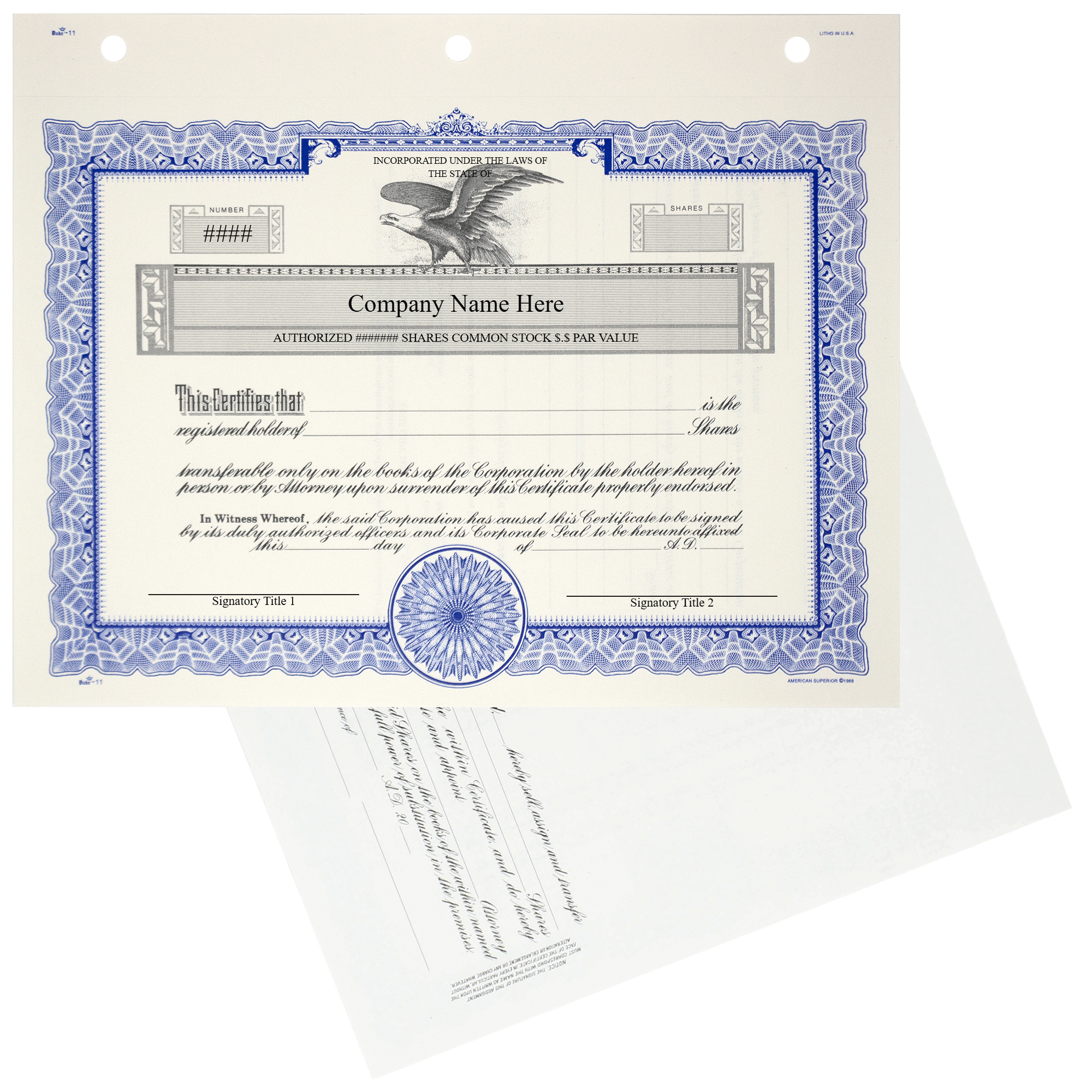 GOES KG3 Corporate Stock Certificates