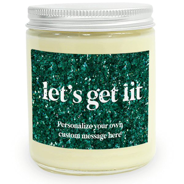 Lets Get Lit Green Glitter Candle