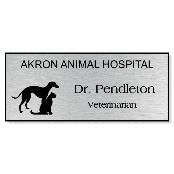 Dog with Cat Veterinary Rectangle Name Tag