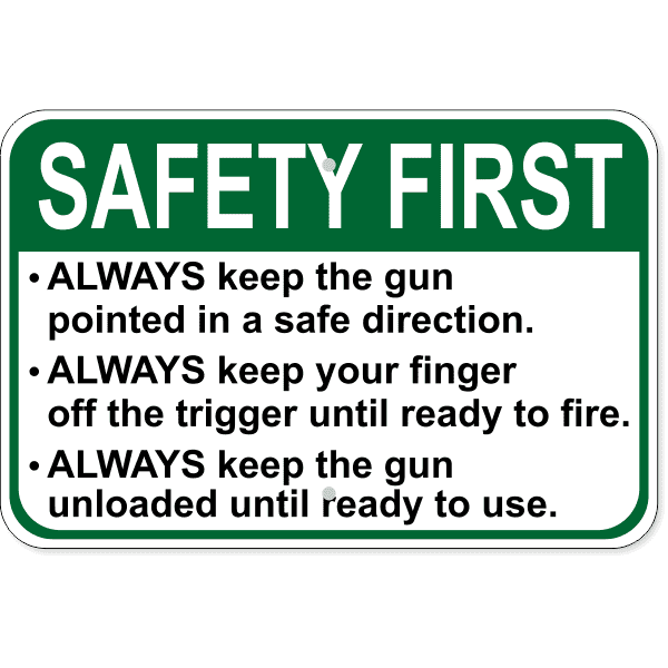 Gun Safety First Aluminum Sign | 12" x 18"