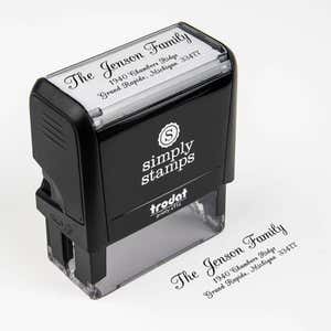 Jenson Family Handwritten Address Self-inking Stamp body at angle