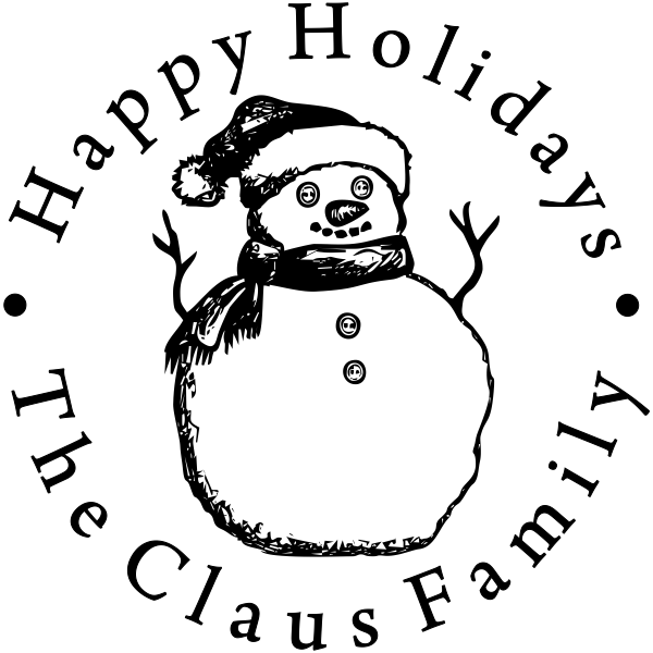 Happy Holidays Snowman Rubber Stamp