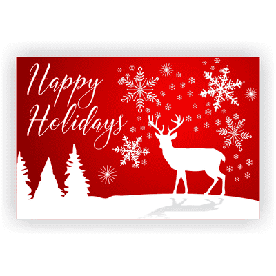 Happy Holidays White Reindeer Banner - 2' x 3'