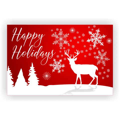 Happy Holidays 2" x 3" White Reindeer Banner
