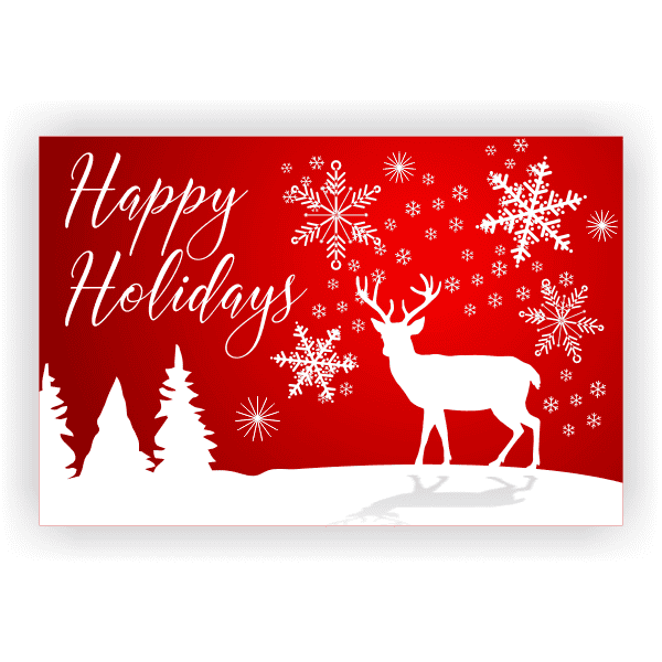 Happy Holidays 2" x 3" White Reindeer Banner
