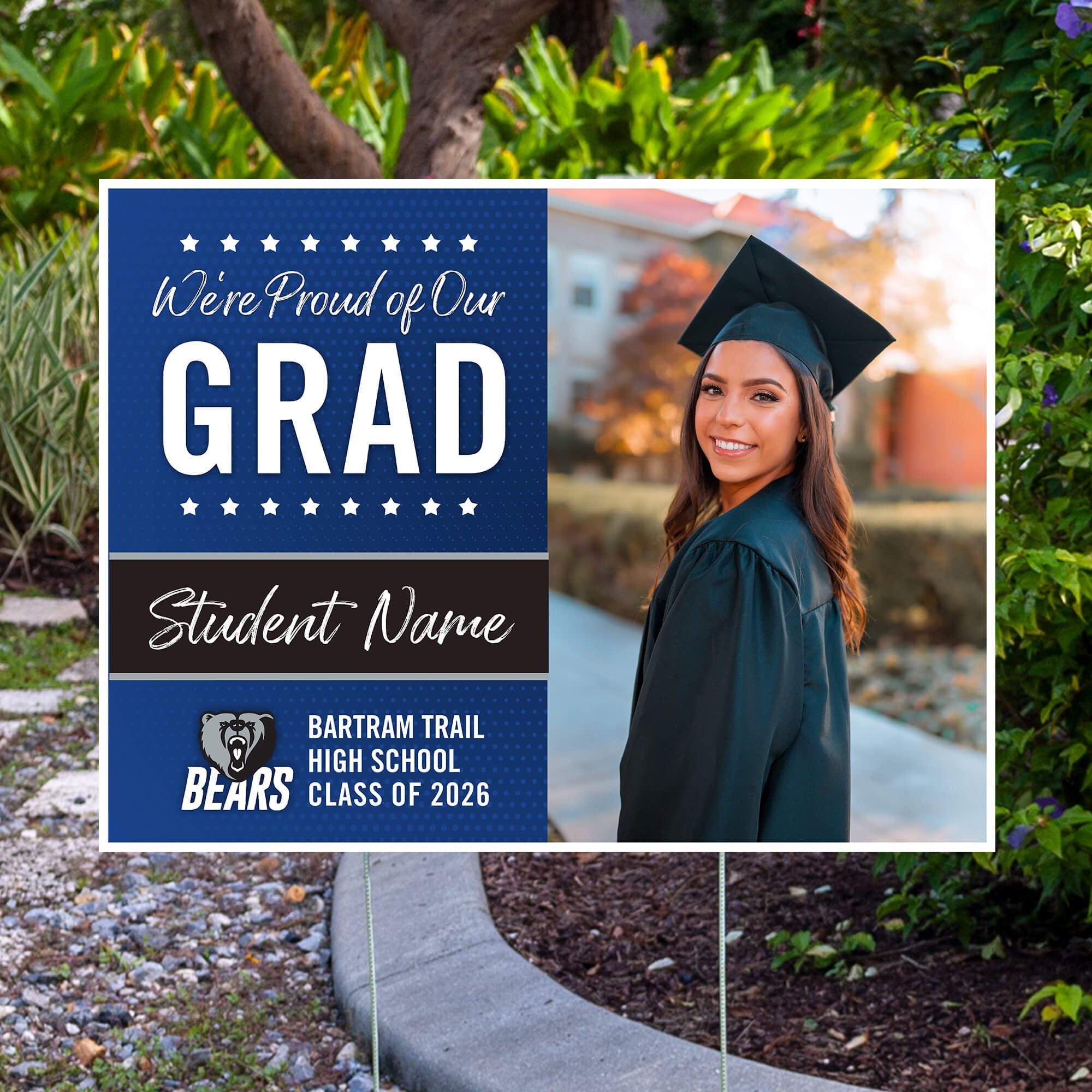 Bartram Trail High School Graduation Yard Sign with Custom Photo Double Sided with Stake 