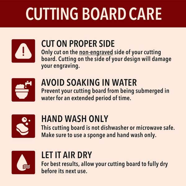 Cutting board care instructions
