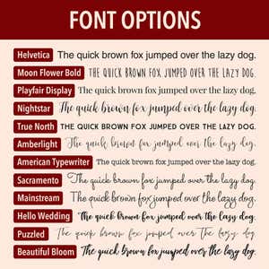 Font Choices for your Typed Recipe Custom Cutting Board 
