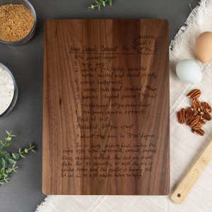 Large Engraved Recipe Cutting Board in Walnut Finish