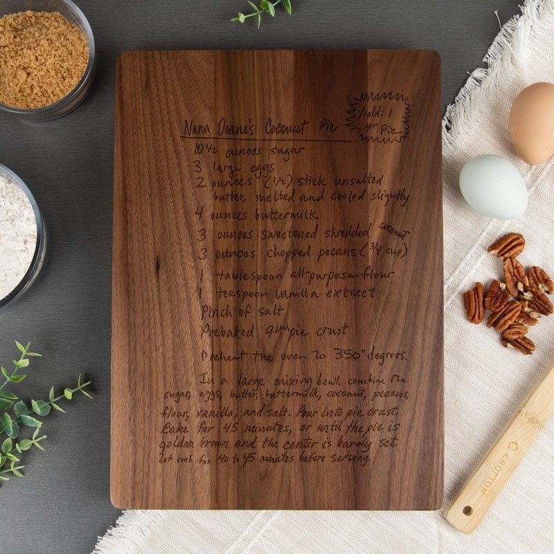 Engraved Recipe Cutting Board in Walnut Finish