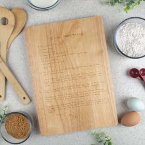 Engraved Recipe Cutting Board in Maple Finish