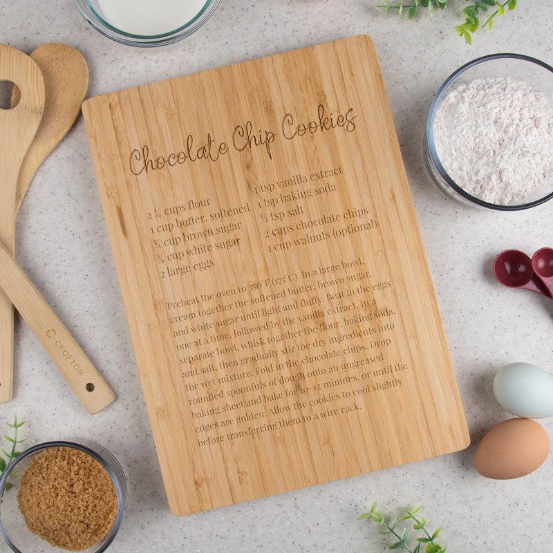 Large Custom Cutting Board - Durable Bamboo - Add Your Typed Recipe
