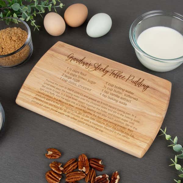 Small Maple Finished Rubberwood Typed Font Custom Engraved Cutting Board
