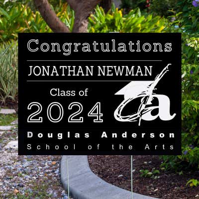 Douglas Anderson Graduation Yard Sign All Black Design - alternate view