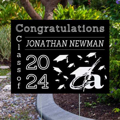 Douglas Anderson Graduation Yard Sign Logo with Caps - alternate view