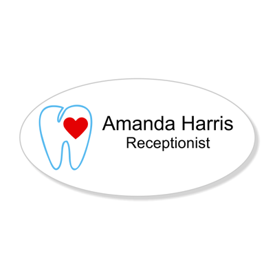 Toothbrush and Toothpaste Oval Dentist Name Tag