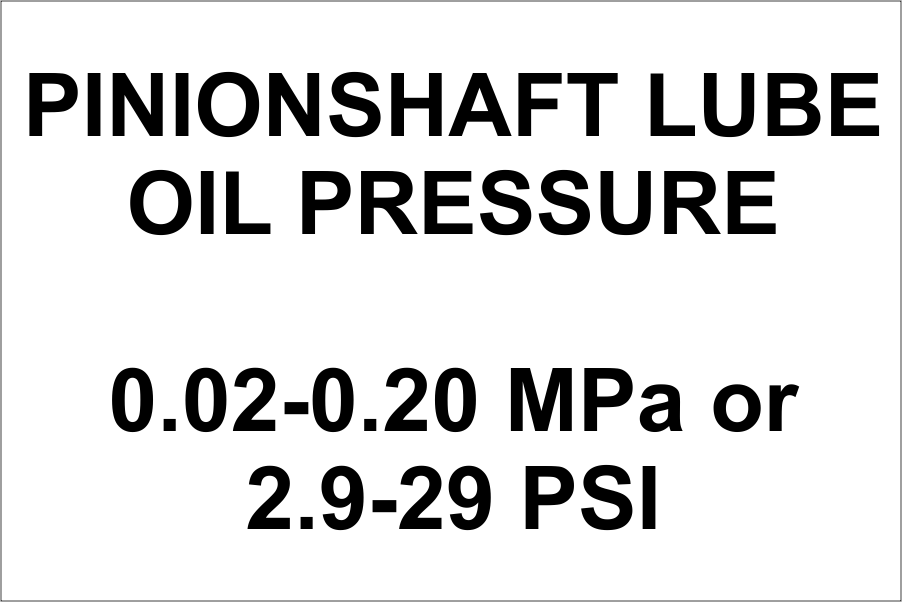 Pinionshaft Lube Oil Pressure