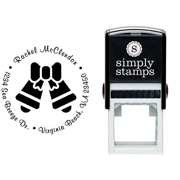 Bells and Bow Return Address Stamp Body and Imprint