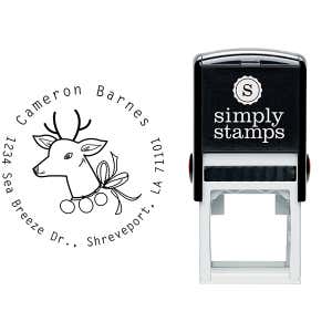Vintage Reindeer Return Address Stamp Body and Imprint