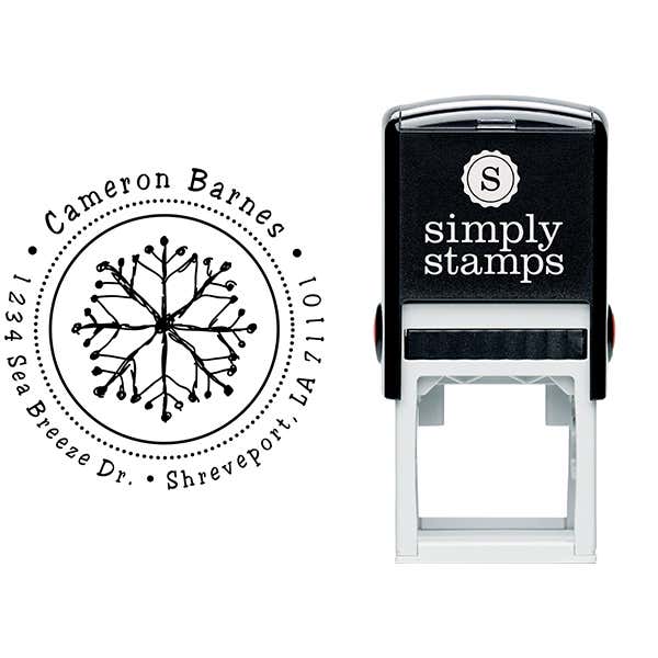 Hand Drawn Snowflake Return Address Stamp Body and Imprint