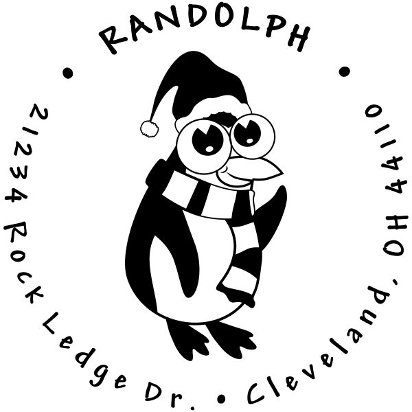 Big Eyed Penguin Return Address Stamp