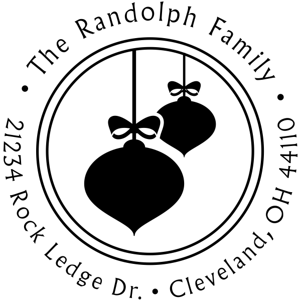 Randolph Christmas Ornaments Return Address Stamp