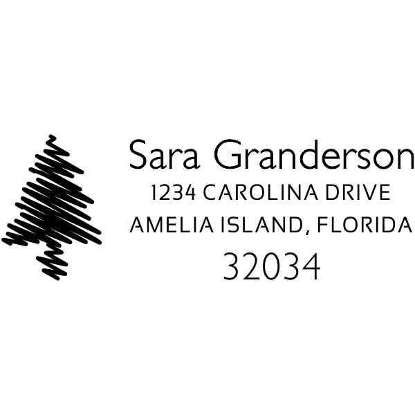 Sketched Christmas Tree Address Stamp