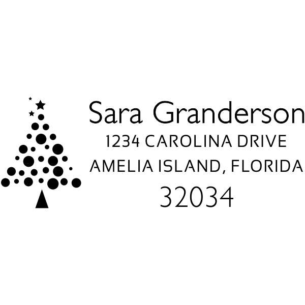 Dotted Rectangle Christmas Tree Address Stamp