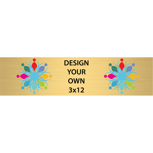 Horizontal Full Color Brass Signs 3" x 12"