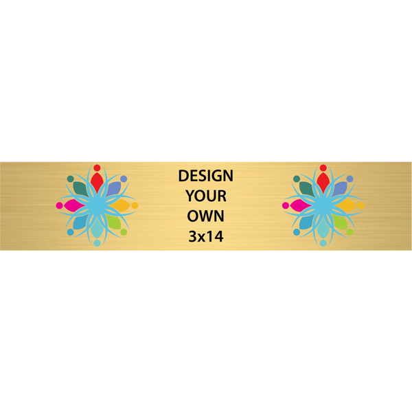 Horizontal Full Color Brass Signs 3" x 14"