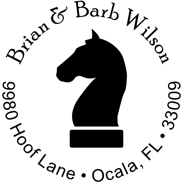 Chess Knight Round Address Stamp