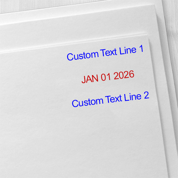 Trodat Professional Top and Bottom Line Custom Dater Stamp Imprint Example