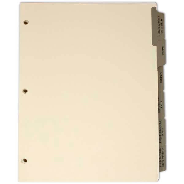 S & C Corp Corporate Kit Index Tab Dividers