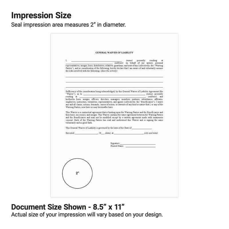 An example of the embosser size at the bottom of a document