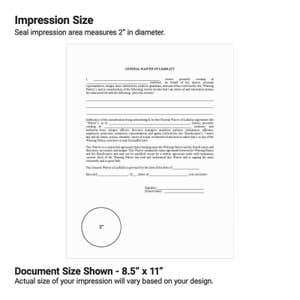 An example of the embosser size at the bottom of a document