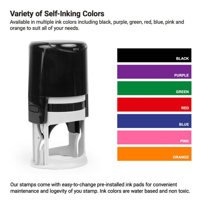 Choose from several self-inking stamp colors.